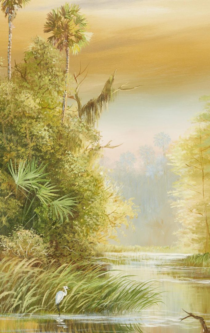 Lot 195: Robert Butler O/C Painting, Florida Everglades Swamp Scene