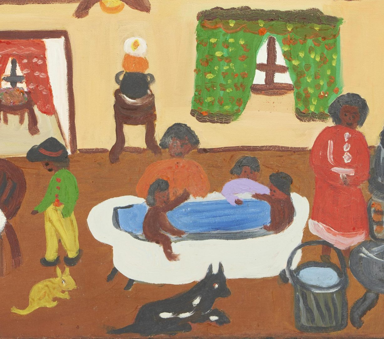 Lot 206: Bernice Sims O/C Painting, Bath Time