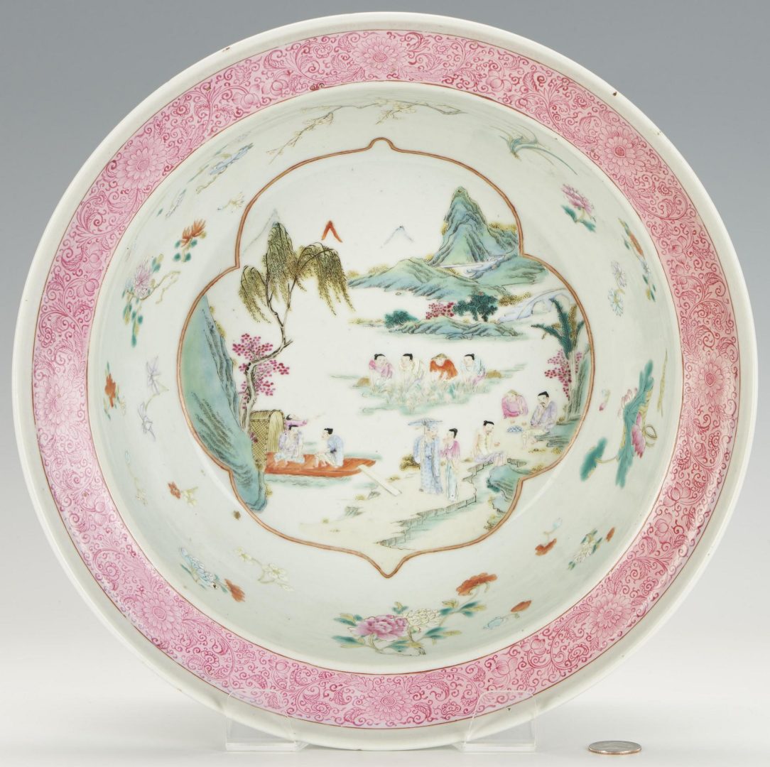 Lot 20: Chinese Famille Rose Porcelain Basin with Stand