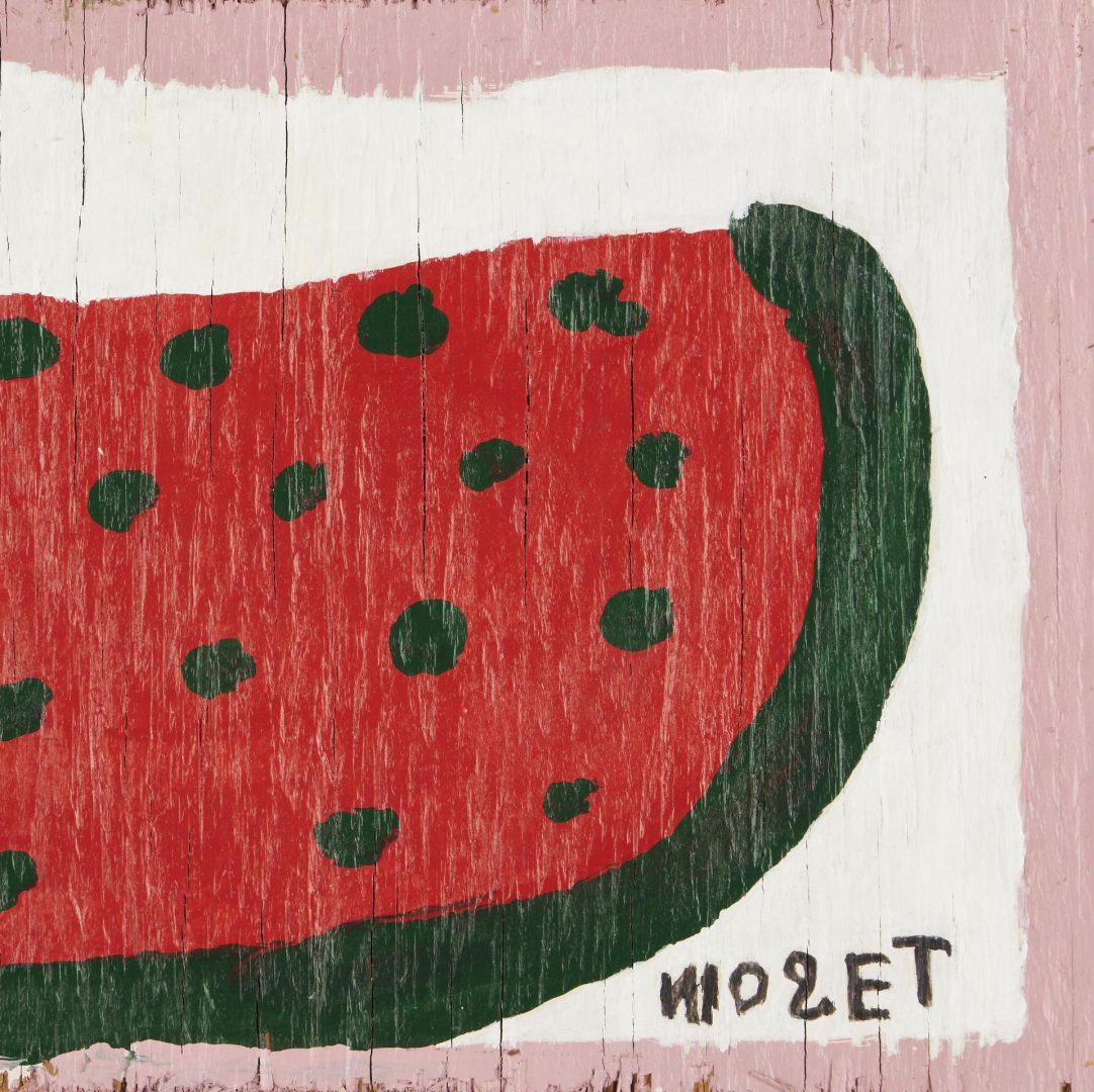 Lot 210: Mose Tolliver O/B Watermelon Painting & Bowl