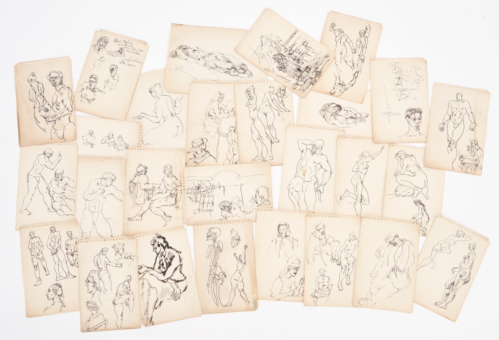 Lot 222: Grouping of 30 Joseph Delaney Sketches, incl. Signed