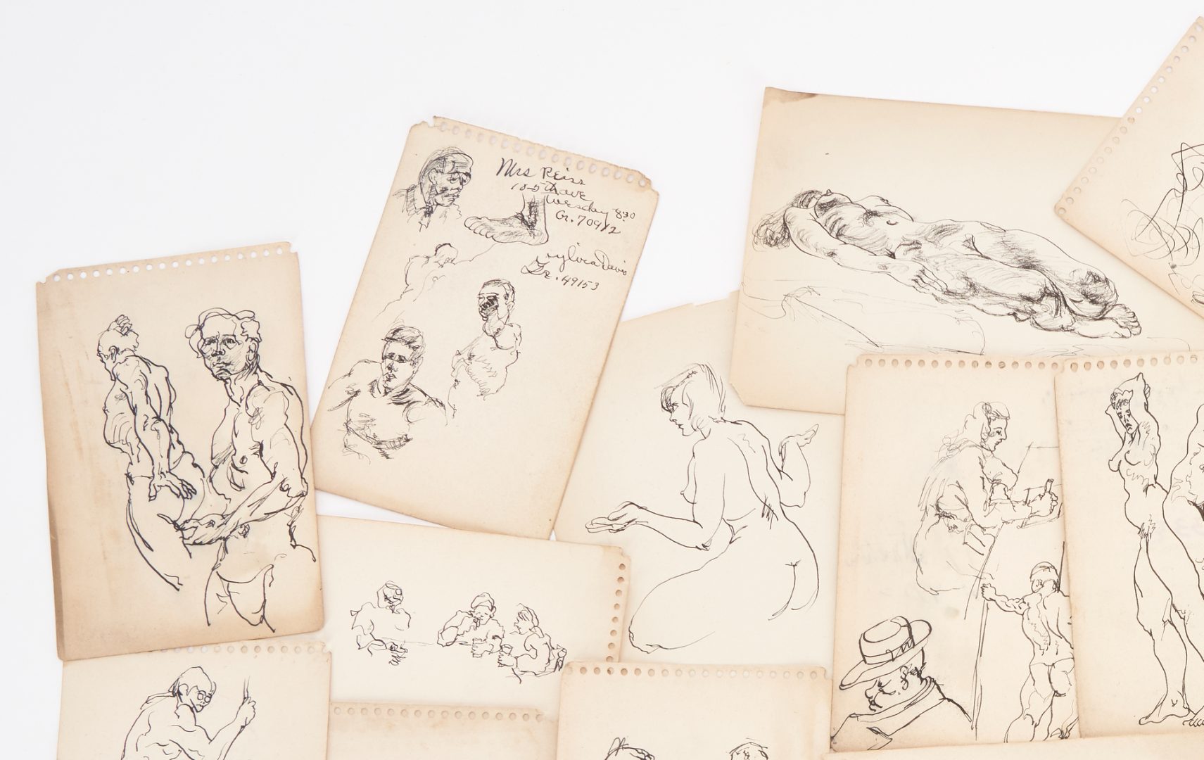 Lot 222: Grouping of 30 Joseph Delaney Sketches, incl. Signed | Case ...