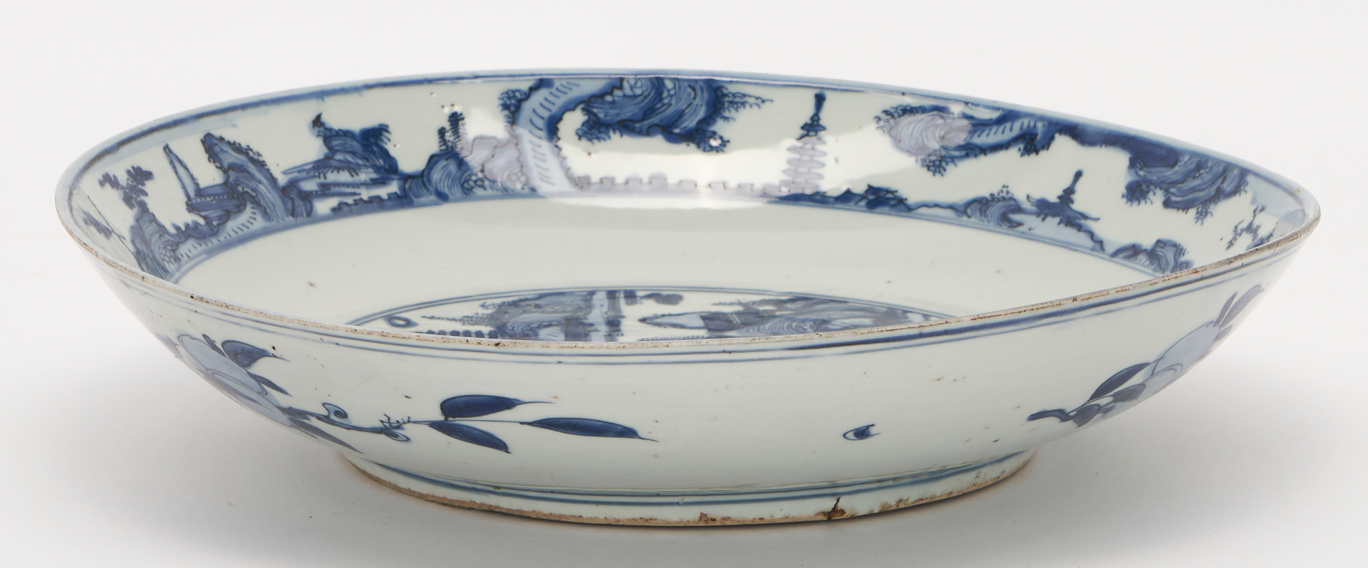 Lot 22: Large Chinese Blue & White Porcelain Charger or Low Bowl