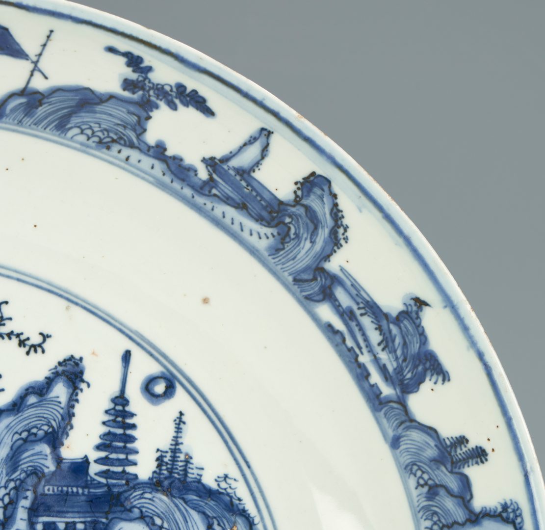 Lot 22: Large Chinese Blue & White Porcelain Charger or Low Bowl
