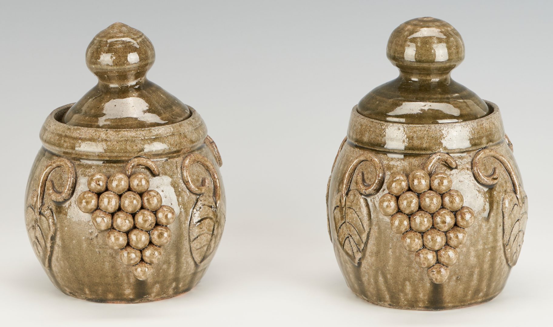 Lot 256: Pair of Edwin Meaders Covered "Grape" Jars
