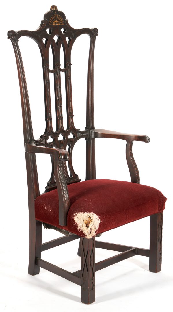 Lot 269: Chippendale style "Rising Sun" Chair