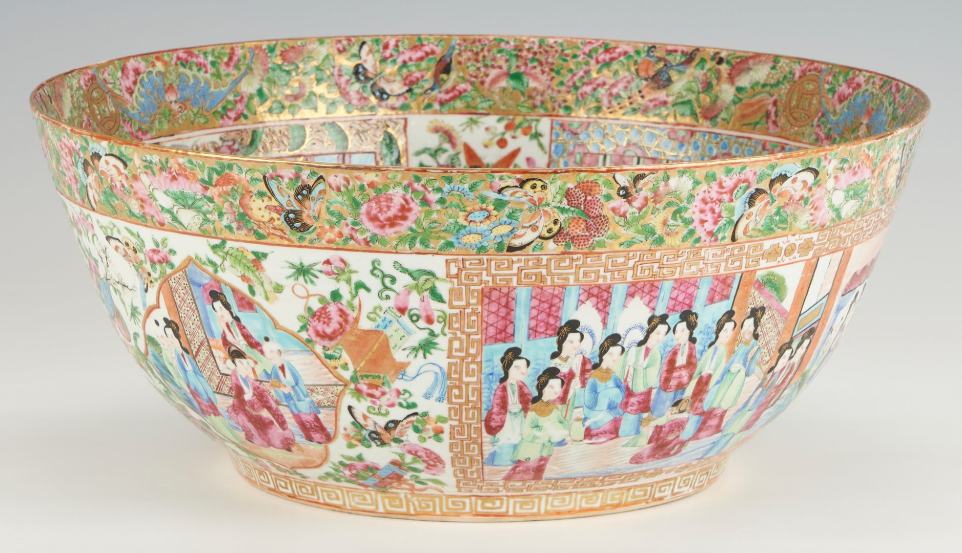 Lot 26: Large Chinese Export Rose Medallion Punch Bowl