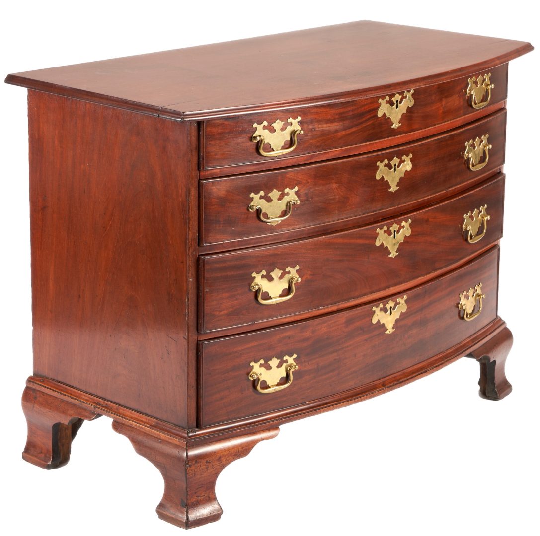 Lot 274: New England Chippendale Mahogany Bowfront Chest