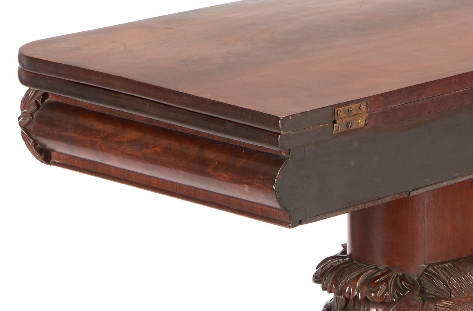 Lot 275: American Classical Carved Mahogany Card Table, Attrib. Quervelle
