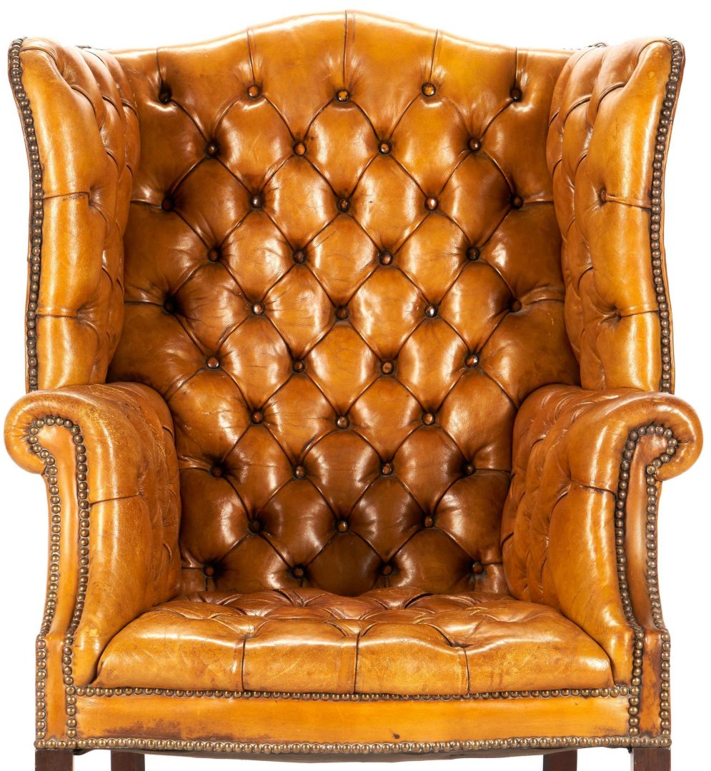 Lot 279: Tufted Leather Wingback Chair