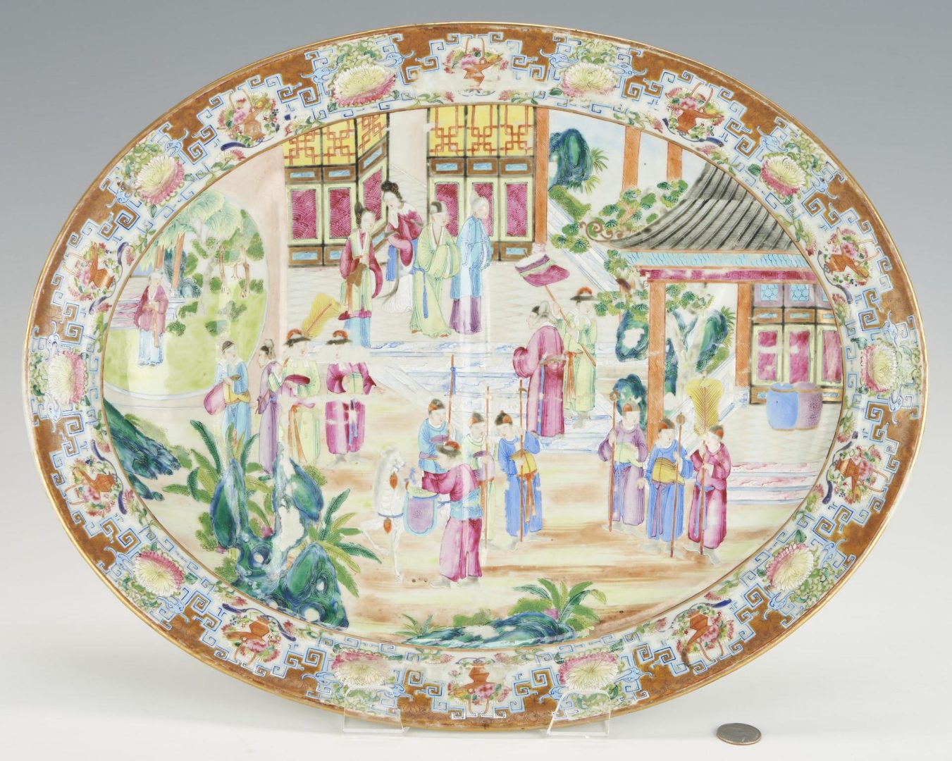 Lot 27: Large Chinese Export Famille Rose Meat Platter