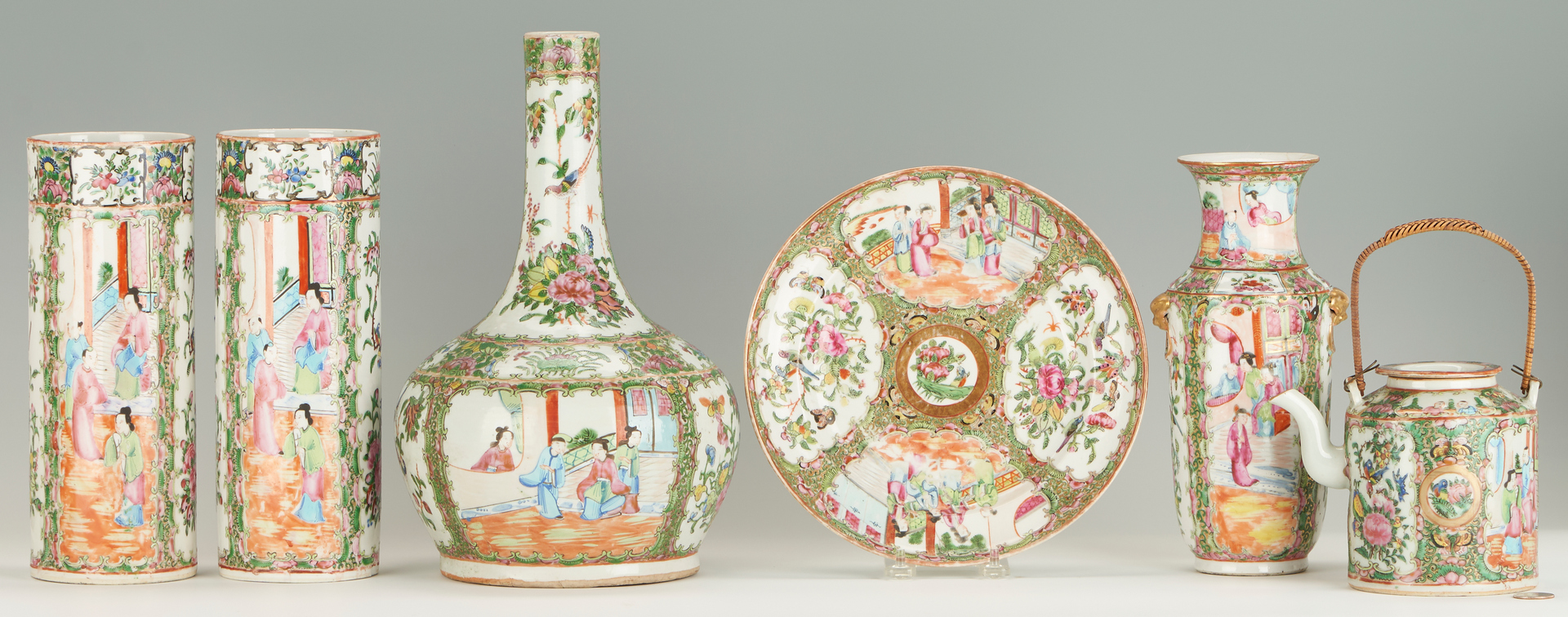 Lot 29: Six (6) Chinese Export Rose Medallion Porcelain Items
