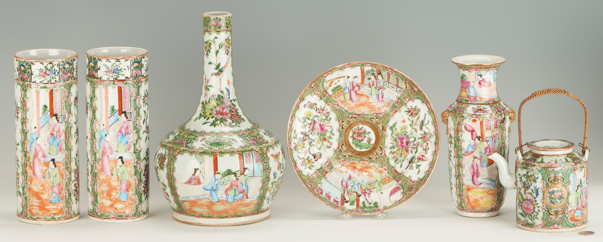 Lot 29: Six (6) Chinese Export Rose Medallion Porcelain Items
