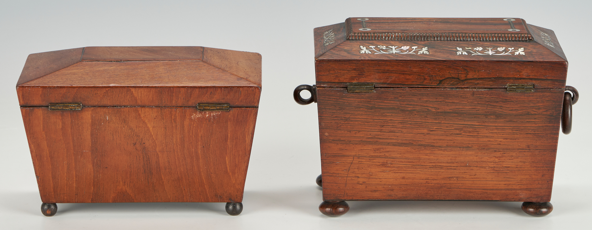 Lot 300: 3 English Wood Boxes, incl. Tea Caddies