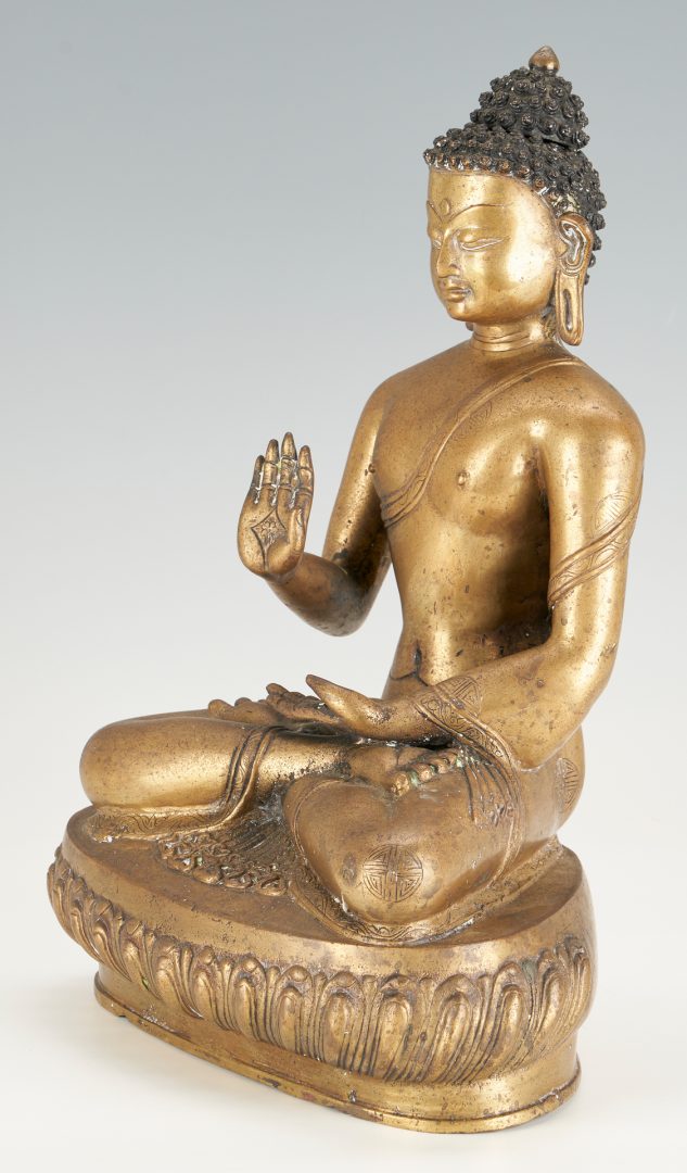 Lot 318: 2 Asian Bronze Items, Censer & Buddha