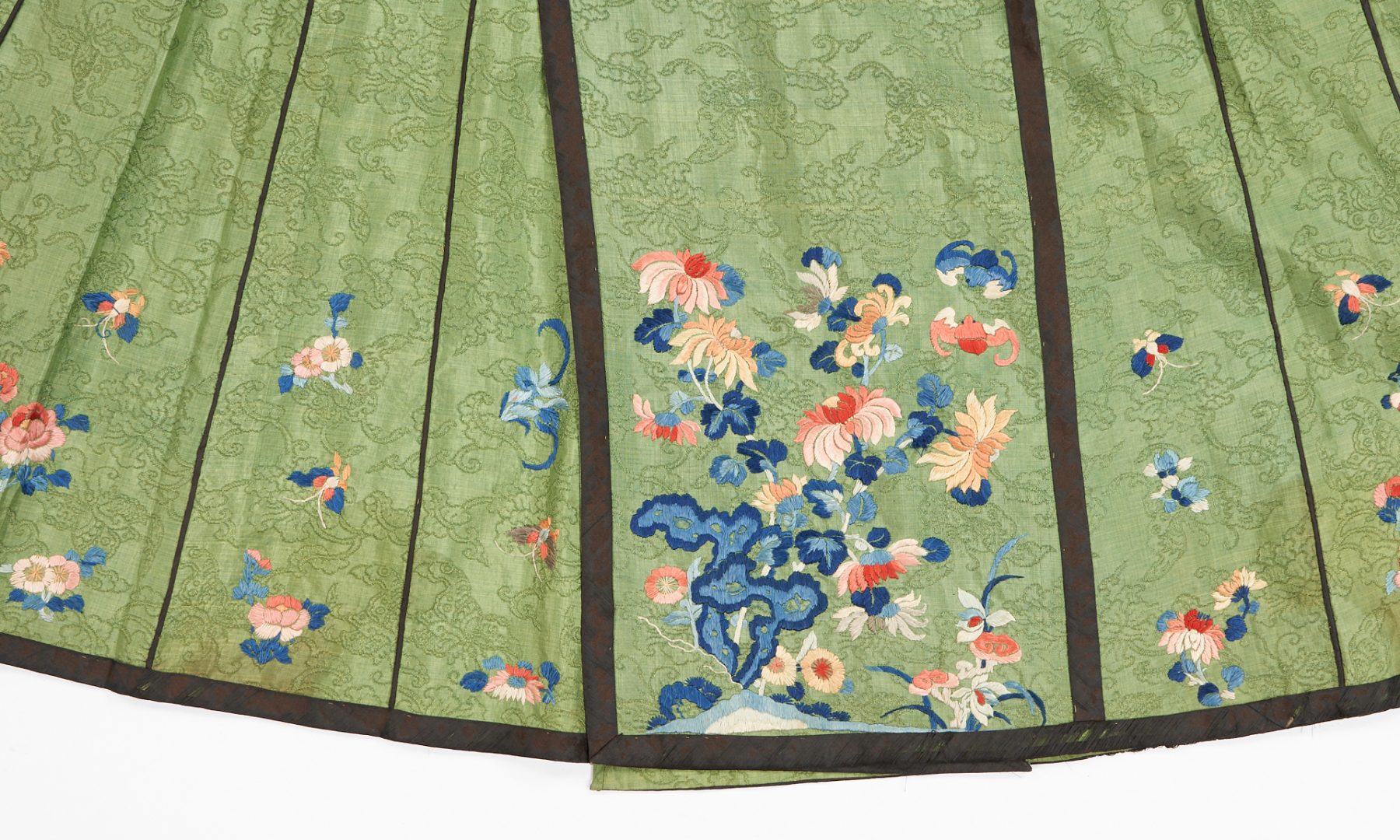 Lot 31: 2 Chinese Floral Silk Wedding Skirts