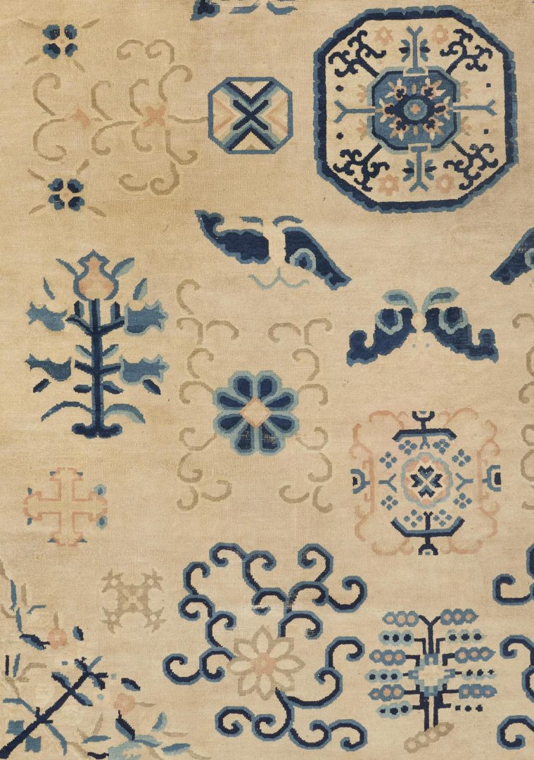 Lot 34: Chinese Peking Blue and White Rug, Early 20th century