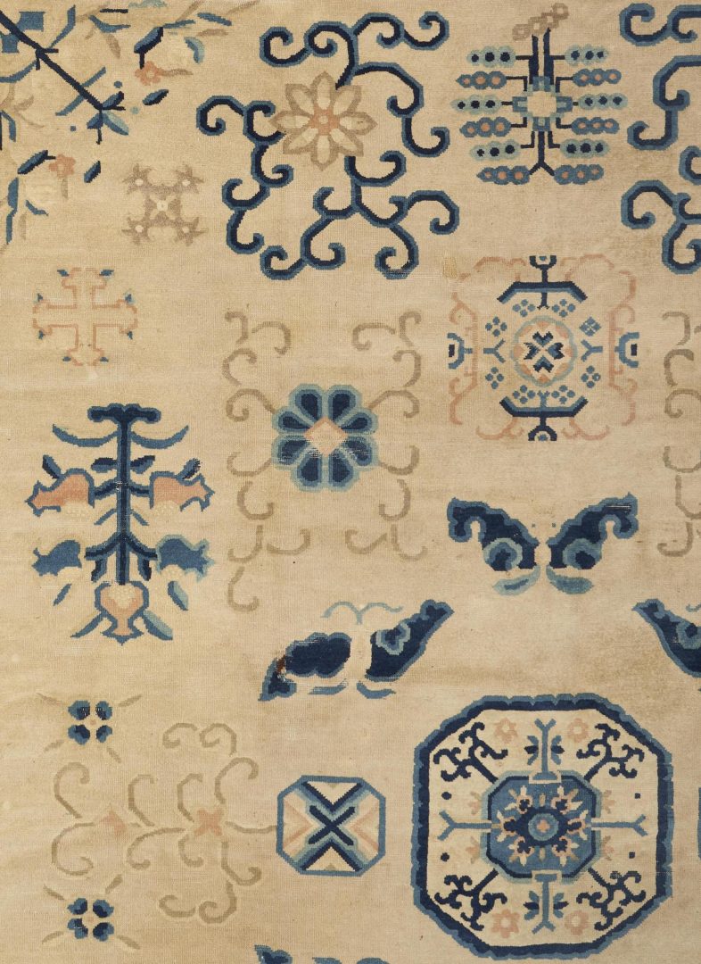 Lot 34: Chinese Peking Blue and White Rug, Early 20th century