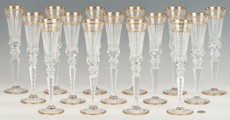 Lot 370: 15 St. Louis Excellence Crystal Champagne Flutes