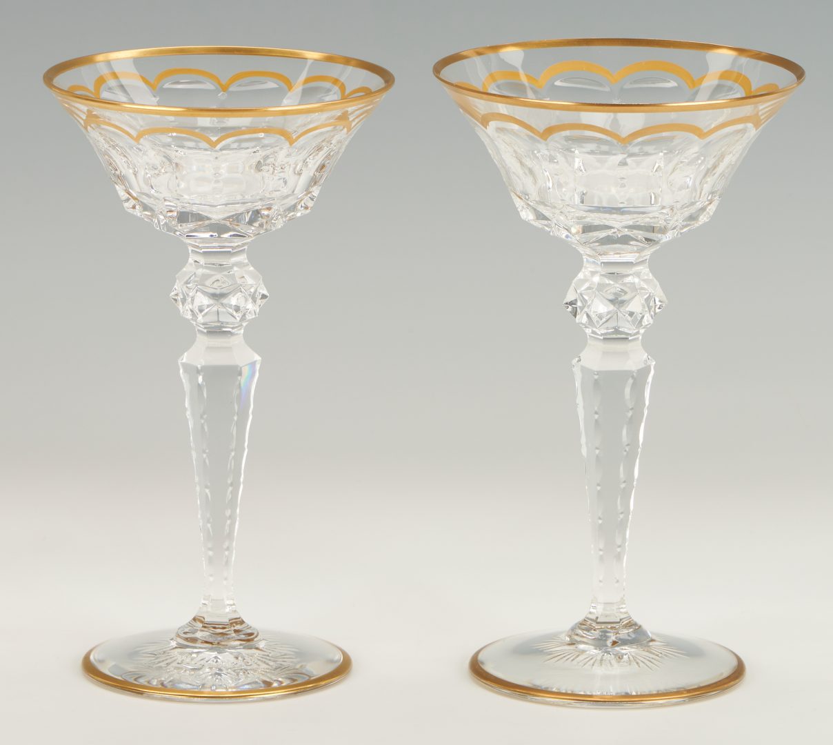 Lot 373: 12 St. Louis Excellence Crystal Champagne Glasses