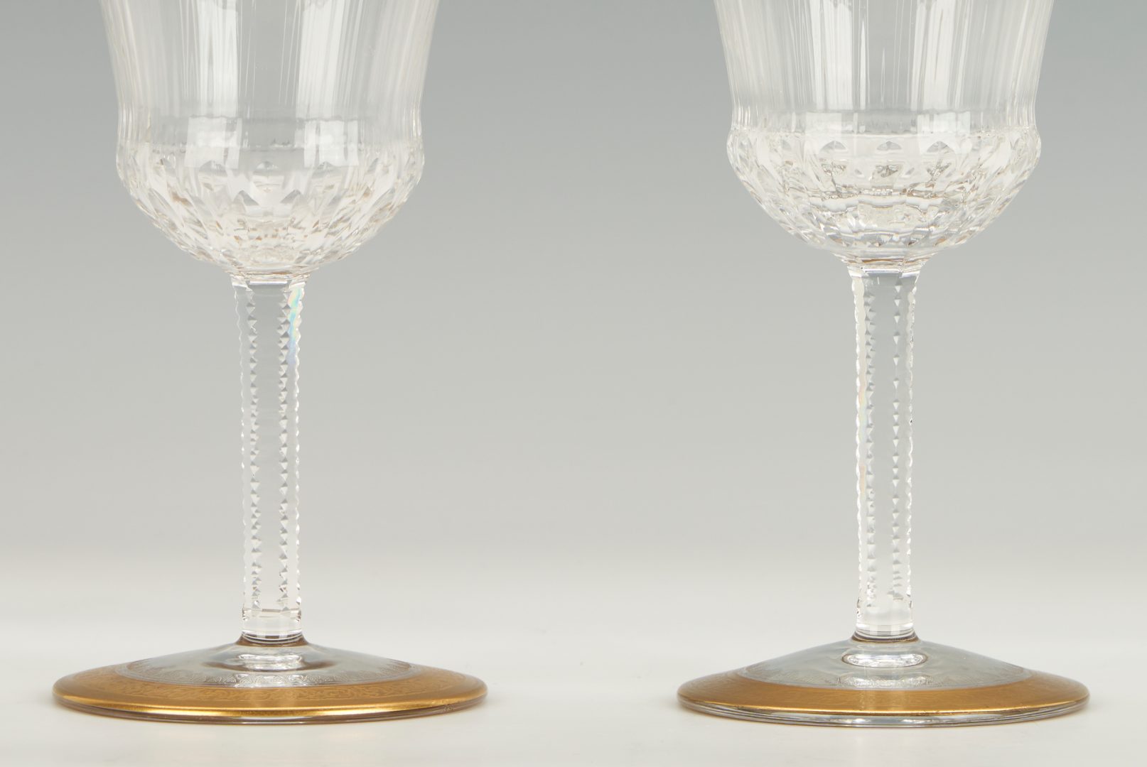 Lot 378: 15 St. Louis Thistle Crystal Water Goblets