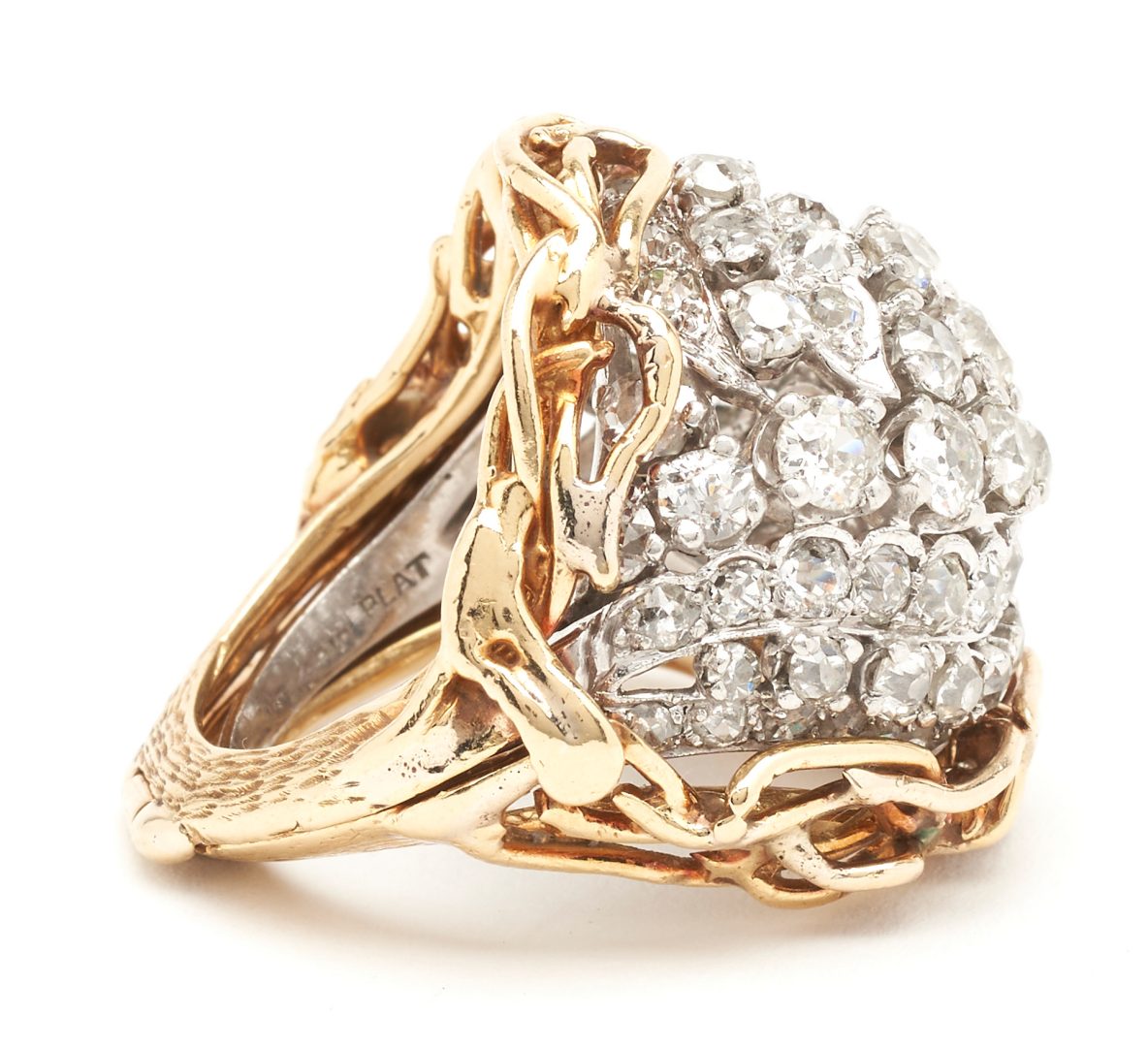 Lot 388: Platinum Mine Cut Diamond Ring with 14K Jacket, 5.05 ct t.w.
