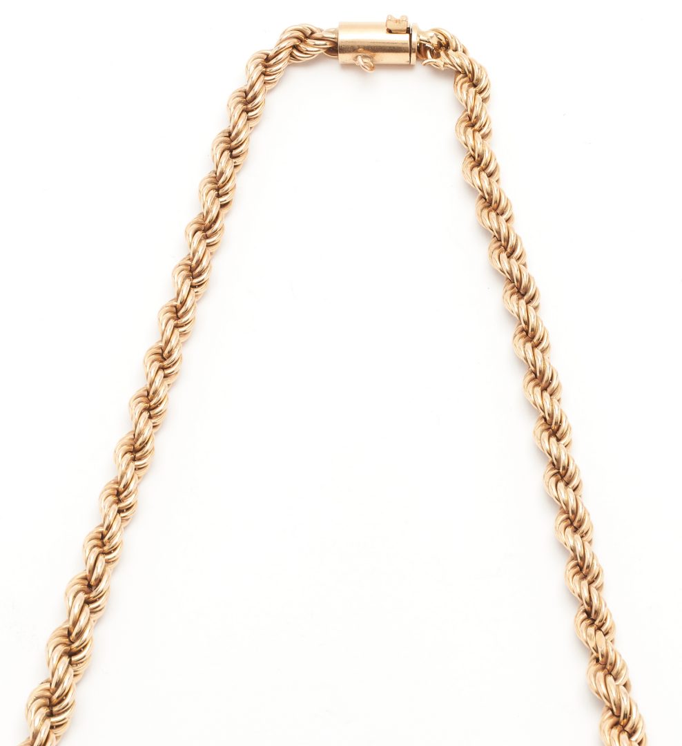 Lot 408: 14K Gold Rope Chain Necklace