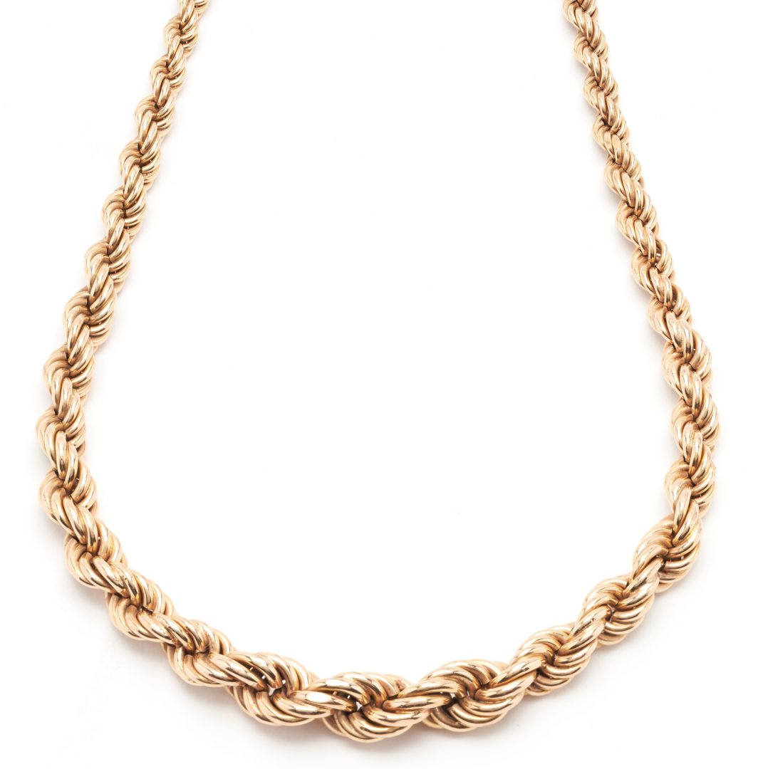 Lot 408: 14K Gold Rope Chain Necklace