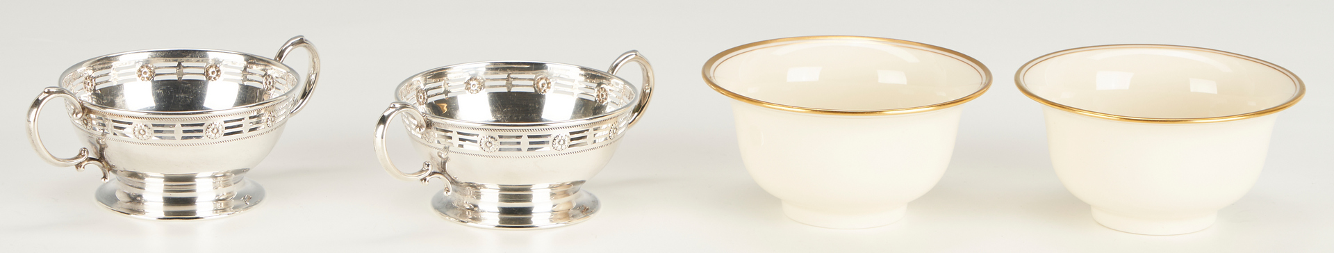 Lot 431: 30 Sterling Cups w/ Porcelain Inserts, Tiffany & Co, Webster, 42 pcs.