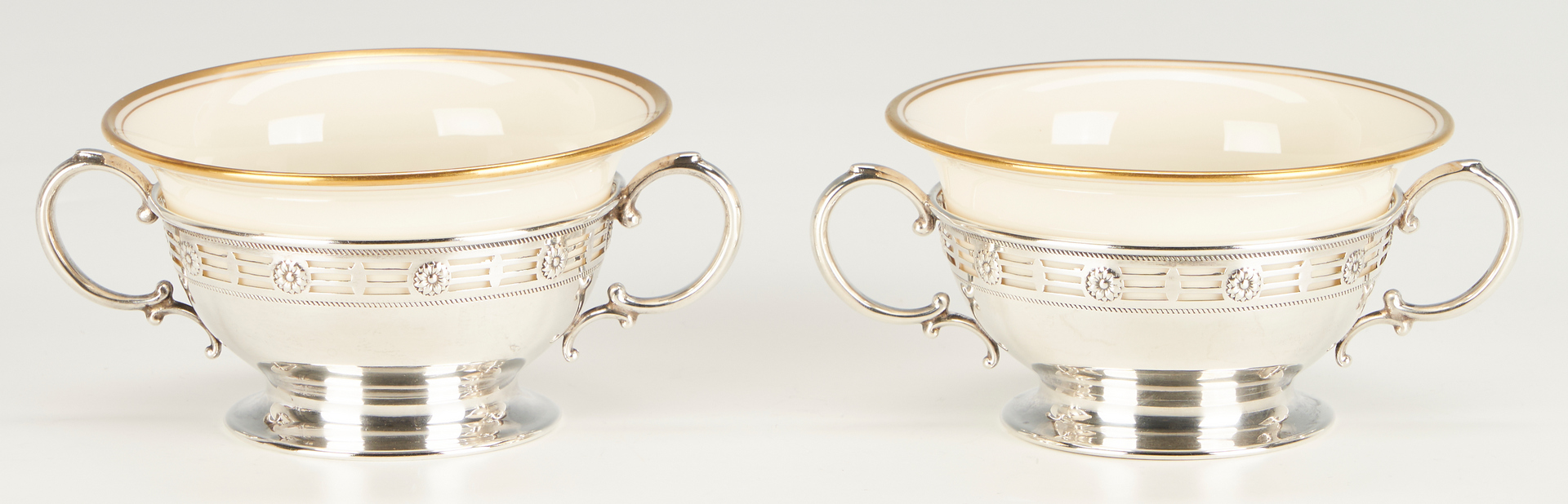 Lot 431: 30 Sterling Cups w/ Porcelain Inserts, Tiffany & Co, Webster, 42 pcs.