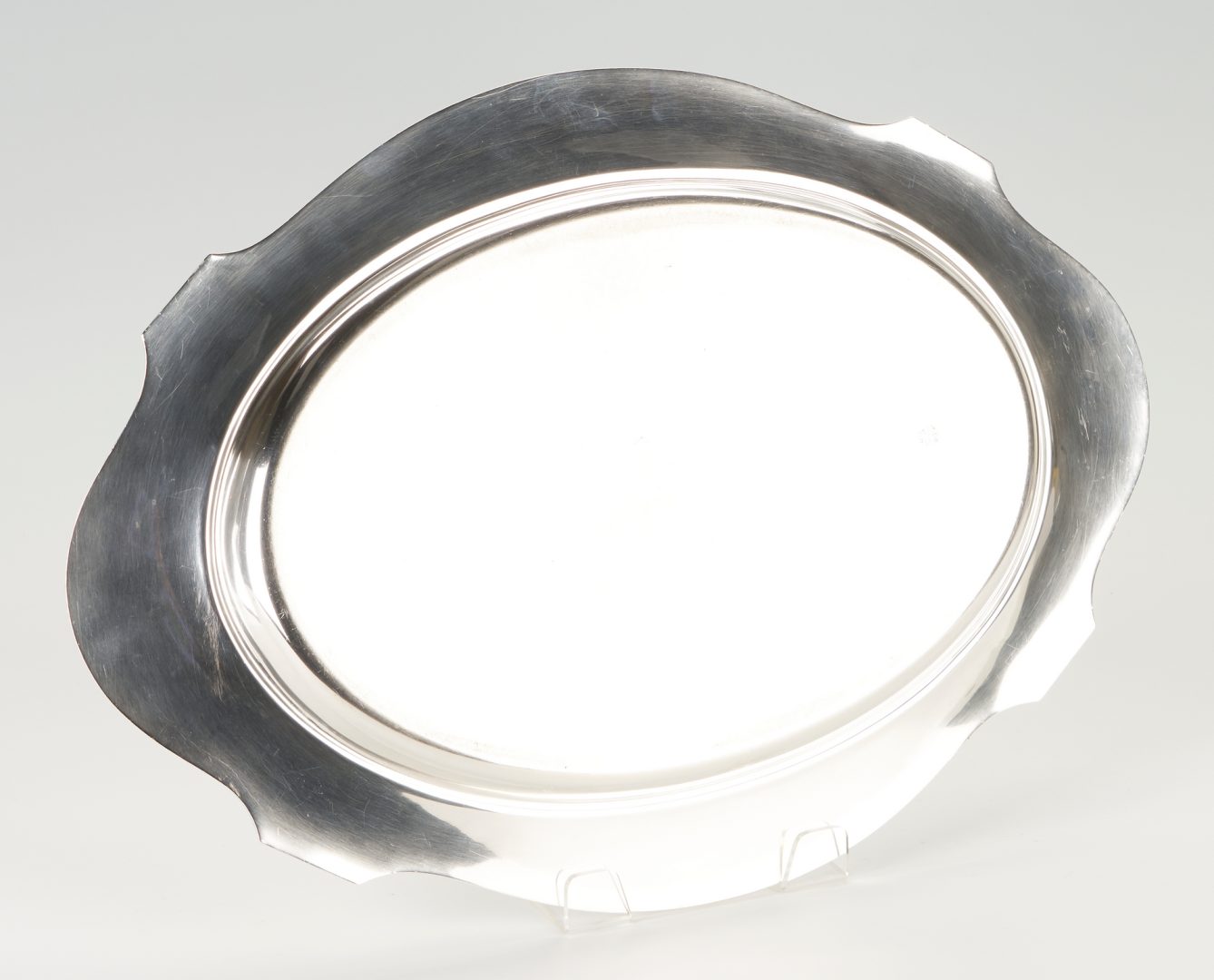 Lot 434: Large Gorham Sterling Silver Oval Tray, 65 oz, inscribed