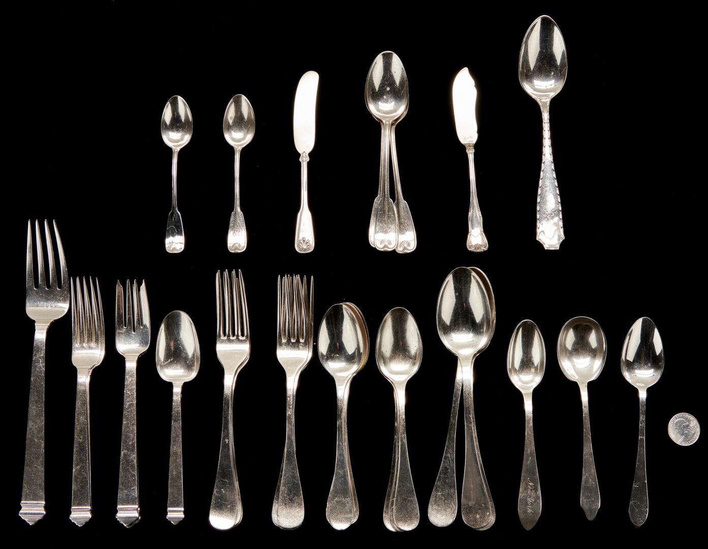 Lot 438: 33 Assorted Tiffany & Co. Sterling Flatware Pieces
