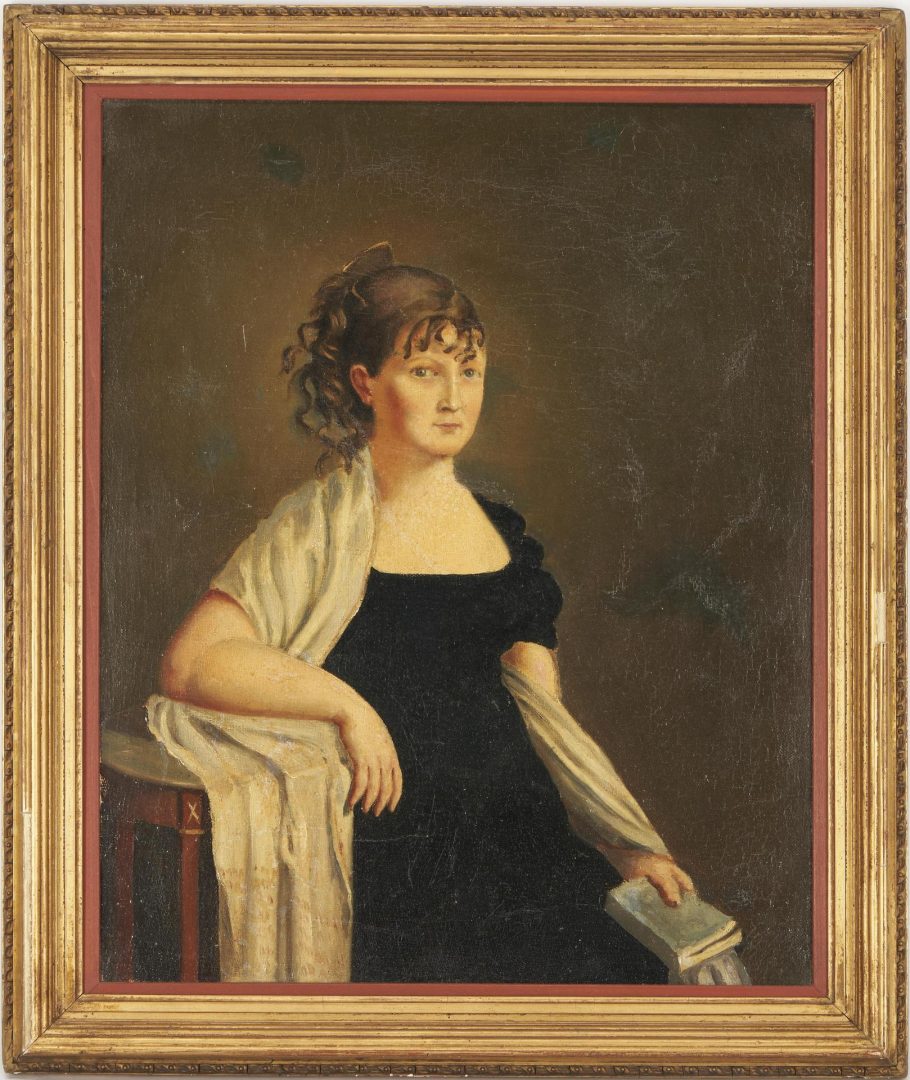 Lot 465: 19th C. French O/C Portrait of Sophie Herpin de Fremont