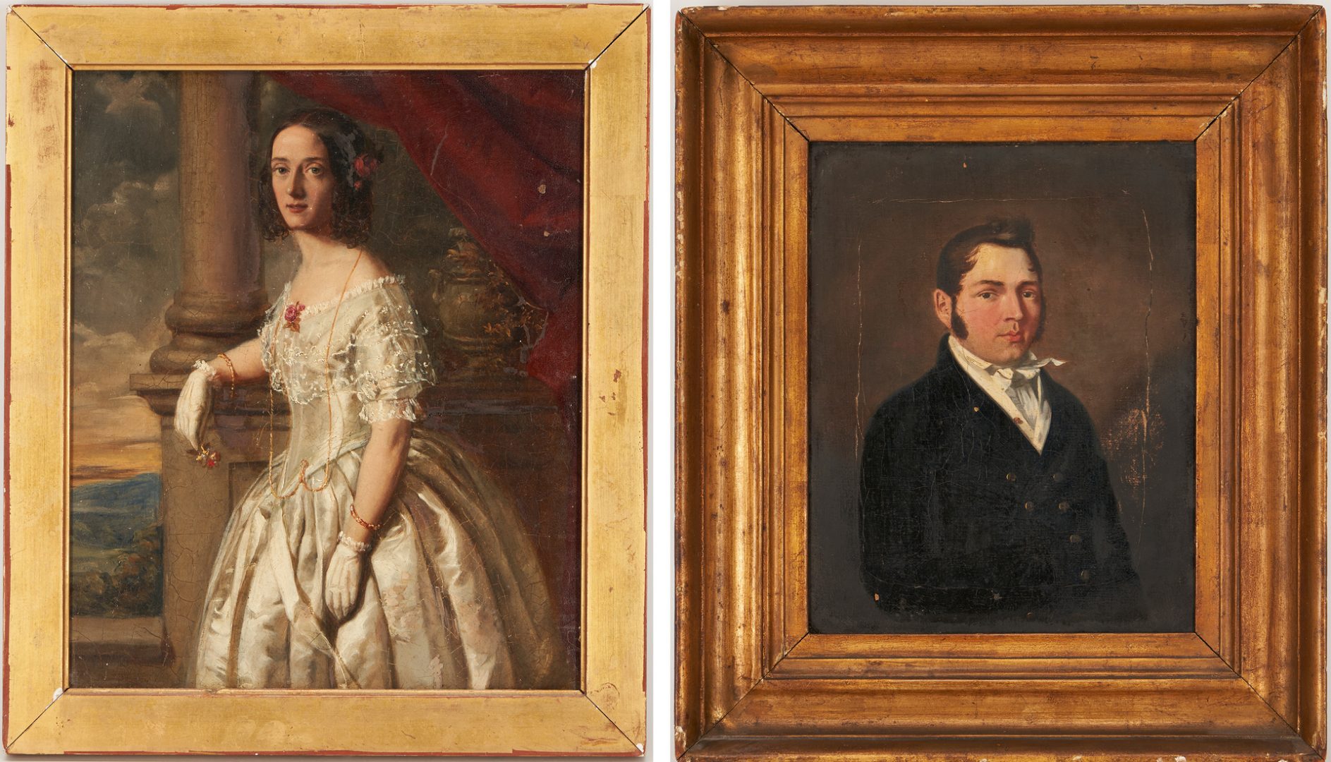 Lot 467: 2 19th Century Portraits, Lady and Gentleman