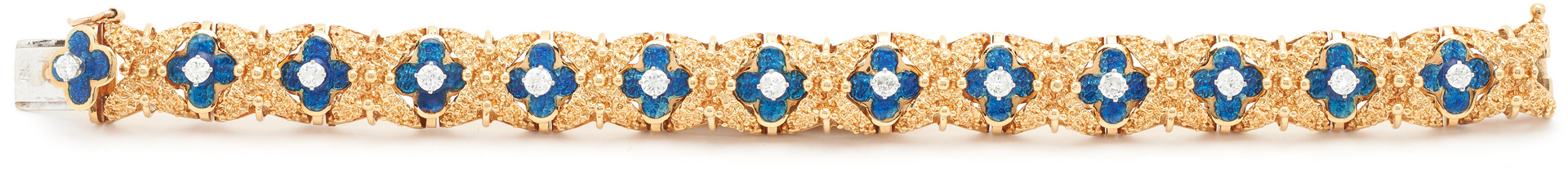 Lot 46: 18K Blue Enamel & Diamond Bracelet