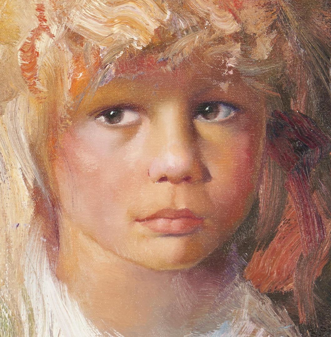 Lot 480: Francisco Masseria O/C Painting, Portrait of a Young Girl