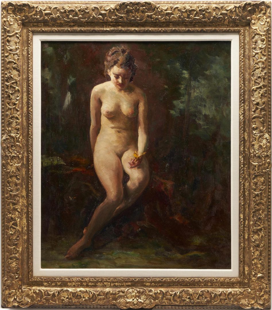 Lot 481: Arthur W. Woelfle exhibited O/C Nude, The Butterfly