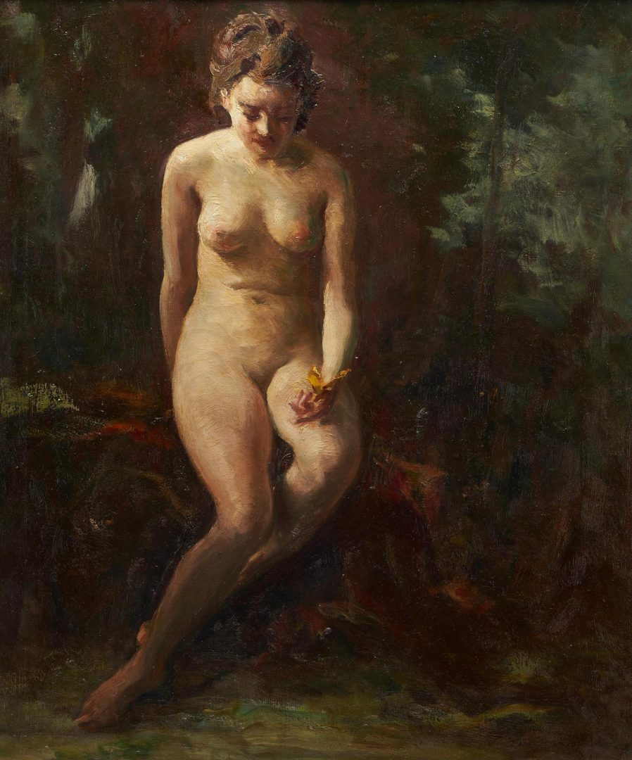 Lot 481: Arthur W. Woelfle exhibited O/C Nude, The Butterfly