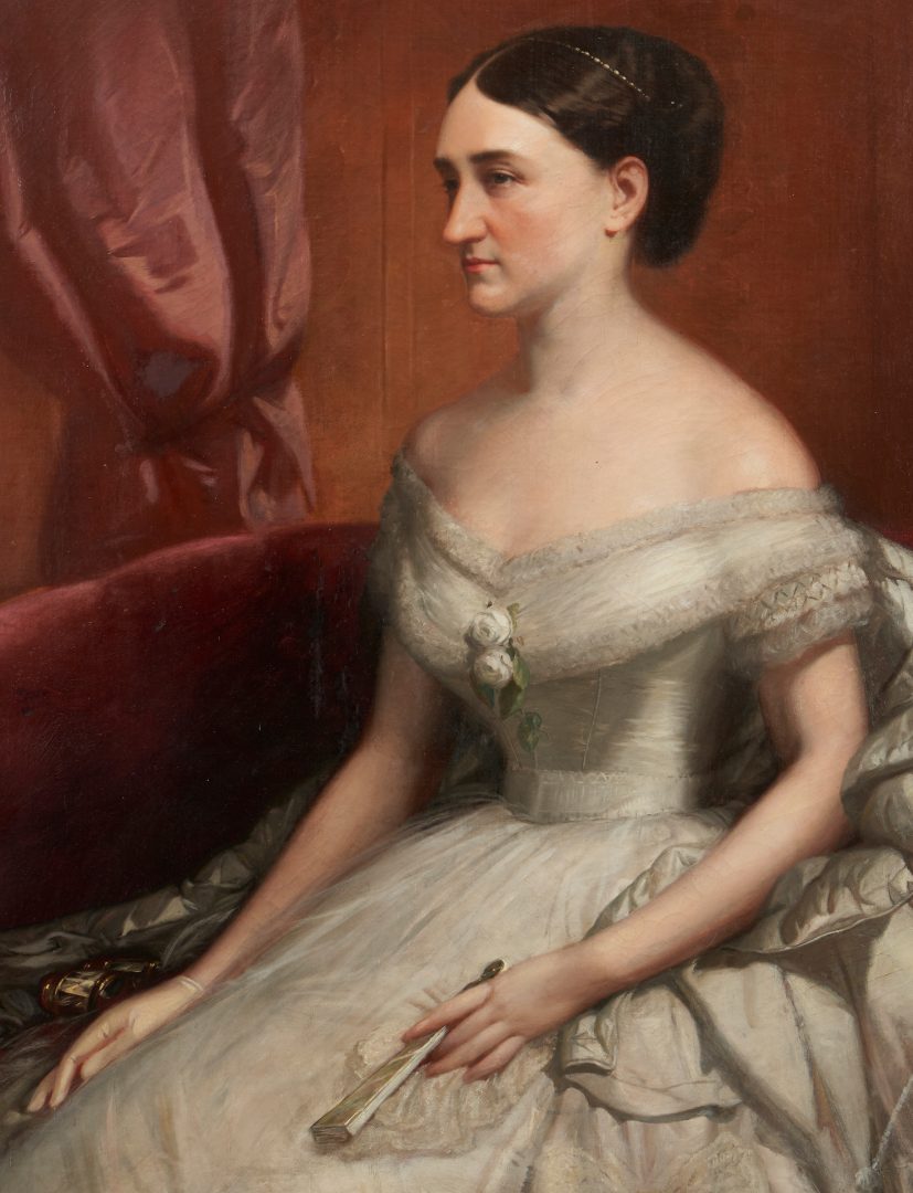 Lot 493: Portrait of Martha Ready Morgan of TN, wife of John Hunt Morgan, plus 2 books