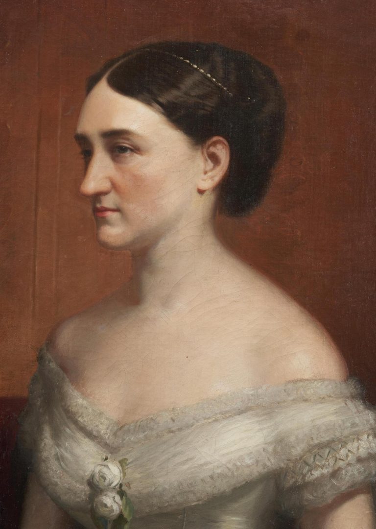 Lot 493: Portrait of Martha Ready Morgan of TN, wife of John Hunt Morgan, plus 2 books