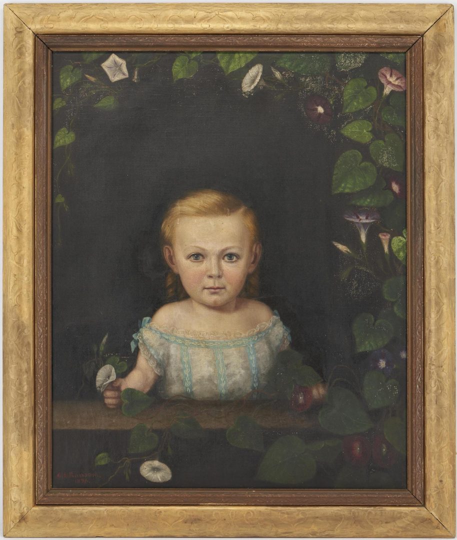 Lot 495: Ransom O/C Posthumous Portrait Painting of a Young Child