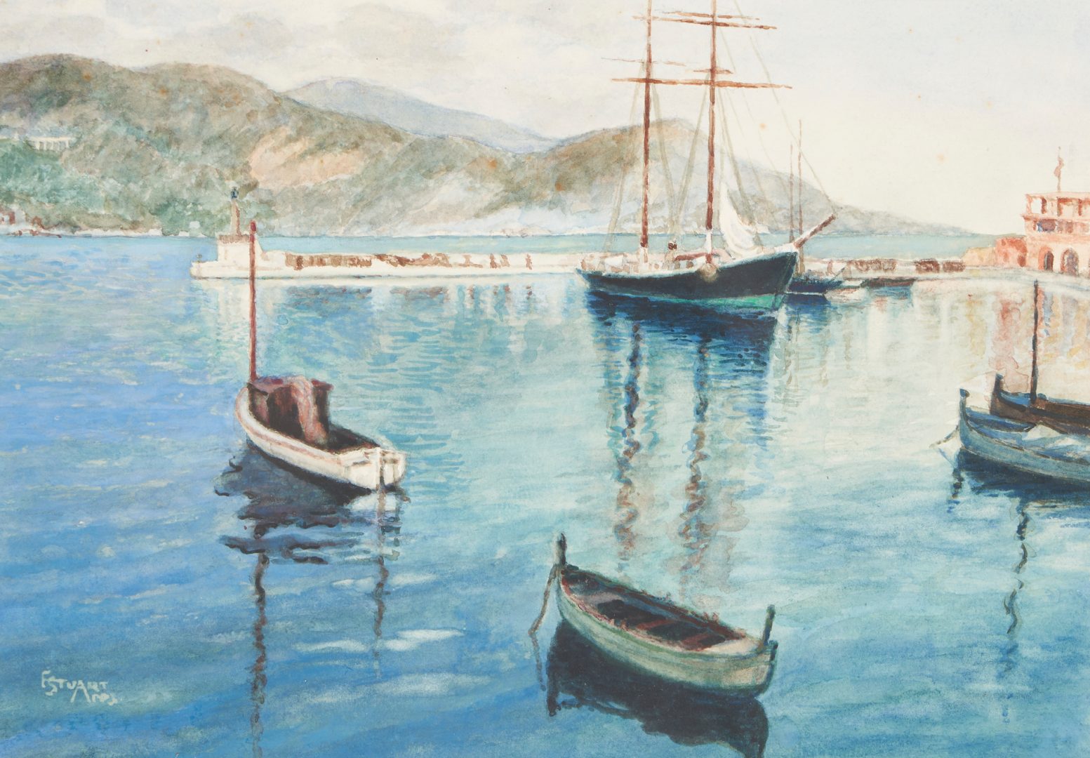 Lot 499: 2 Maritime Paintings Incl. Elizabeth Jewell & Watercolor