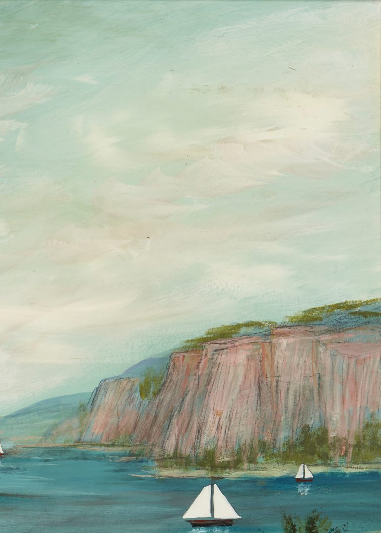 Lot 500: Janet Munro O/B Landscape Painting, Palisades on the Hudson