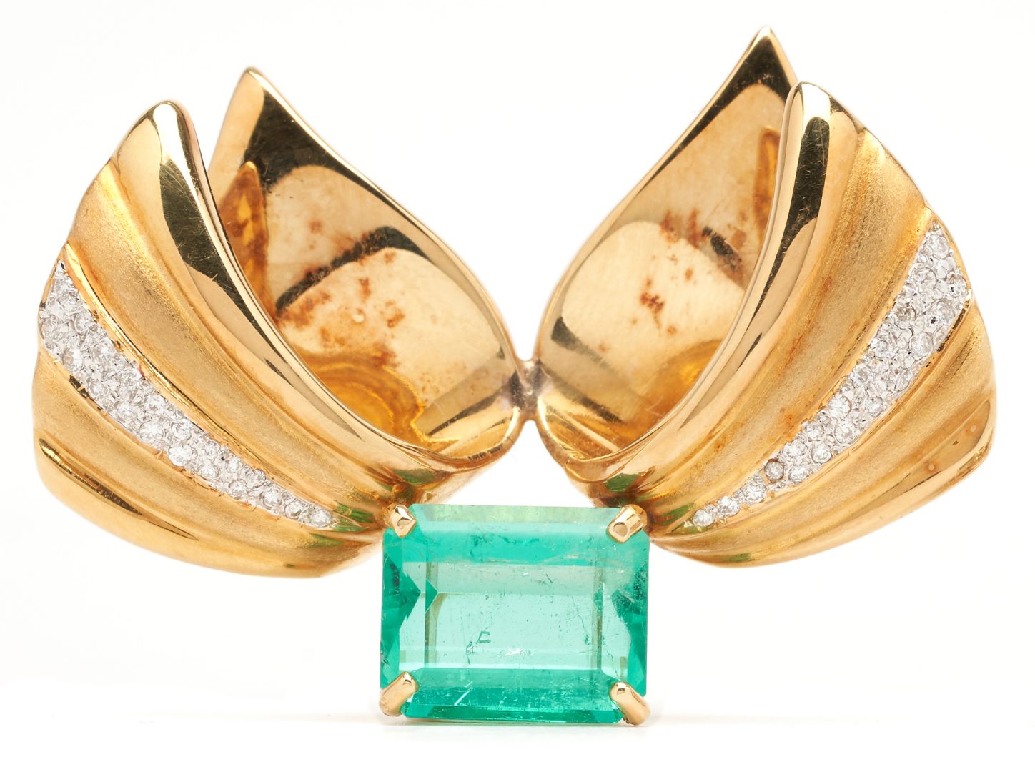Lot 50: Emerald & Diamond 18K Gold Pendant