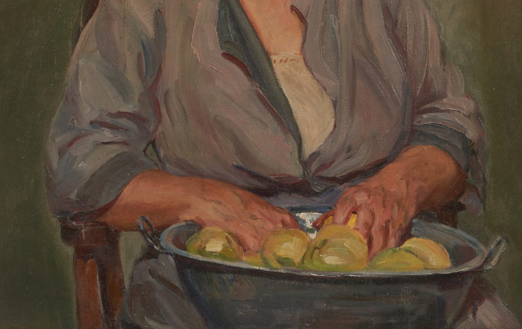 Lot 516: James B. Richardson O/B, Woman Peeling Apples