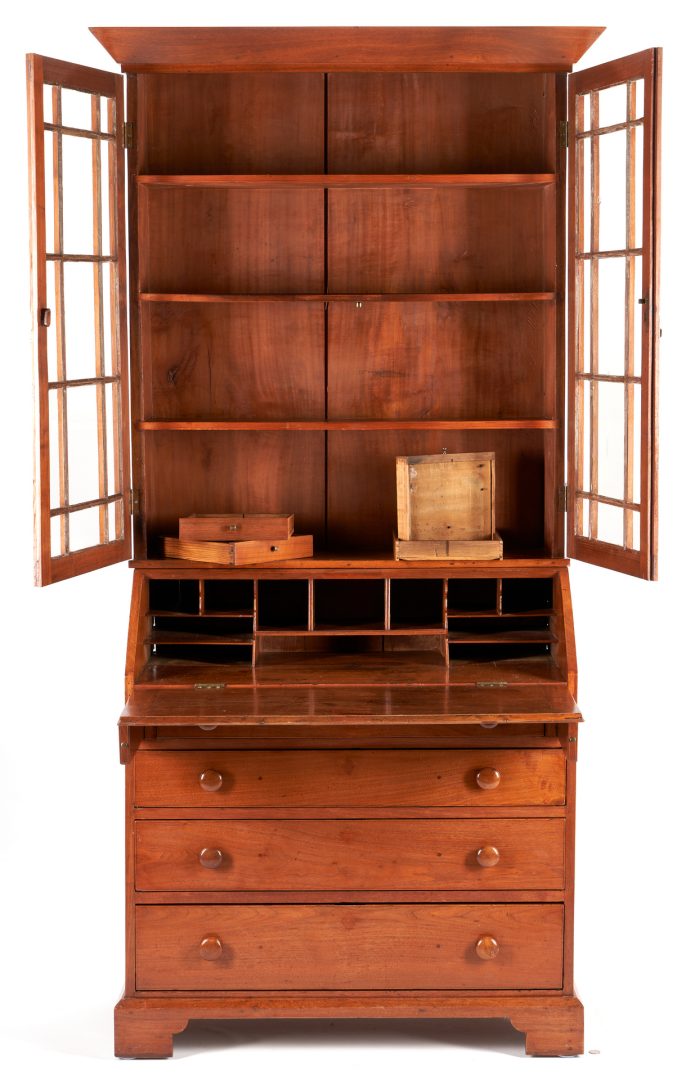 Lot 532: Southern Walnut Bookcase Desk, possibly Southwest Virginia