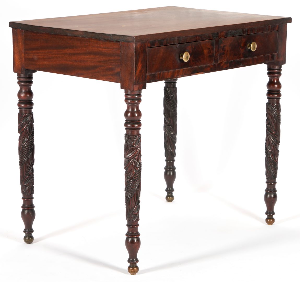 Lot 535: American Classical Mahogany Two Drawer Table