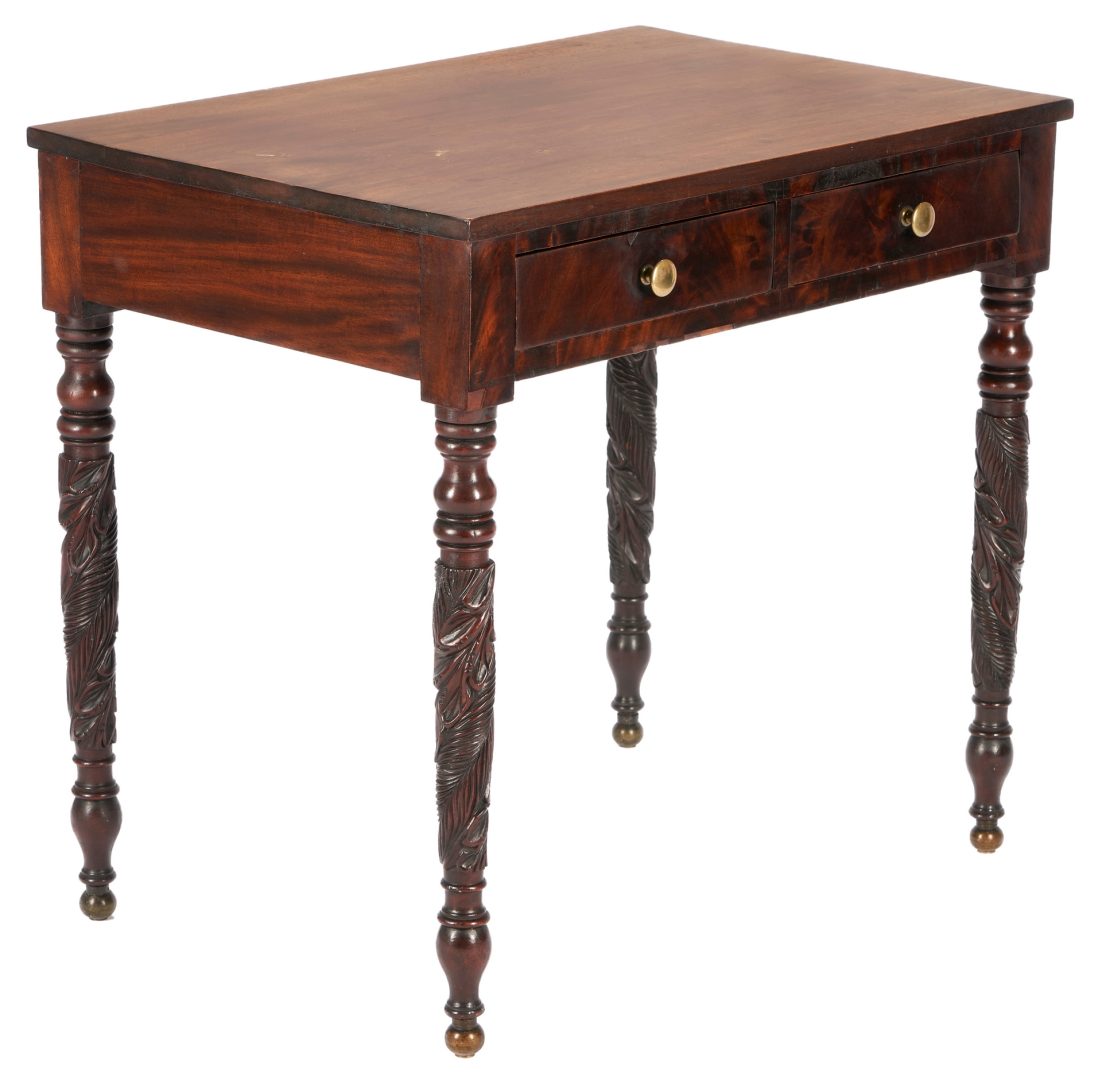 Lot 535: American Classical Mahogany Two Drawer Table