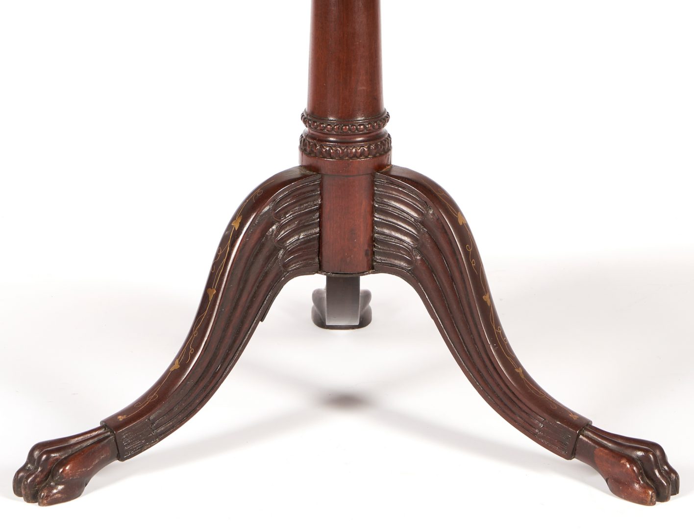 Lot 548: British Regency Mahogany Brass Inlaid Tilt-Top Table