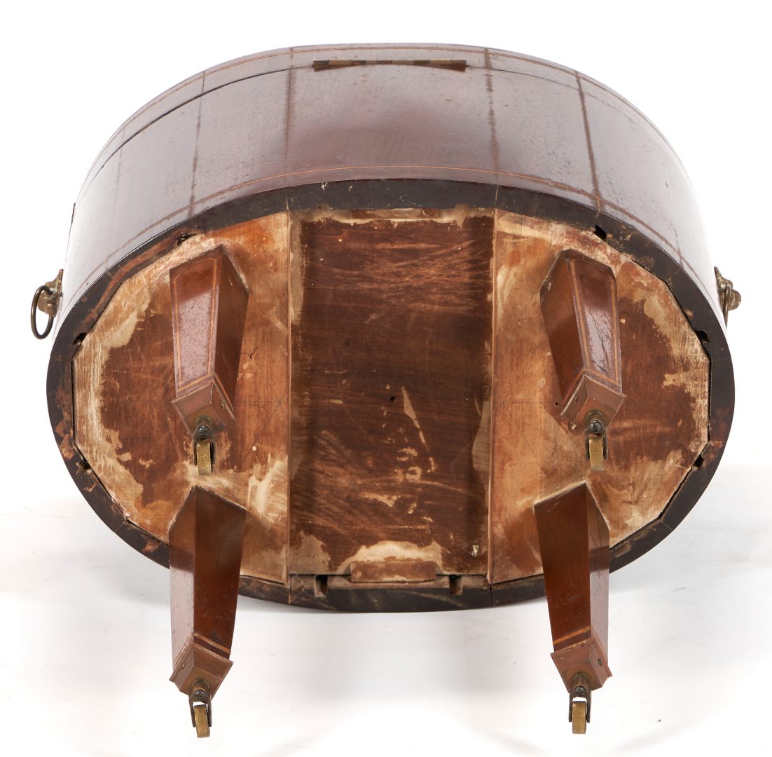 Lot 549: Georgian Mahogany Style Inlaid Oval Cellarette